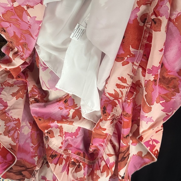 🔥🆕 ANNA-KACI CALIFORNIA Floral Tie-Shoulder Frill Trim Smocked Dress medium - Picture 6 of 13